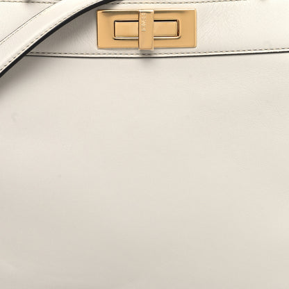 Fendi Vitello Seta Shiny Nappa Medium Peekaboo I SEE U Satchel White Ice Light Rose 10 of 12
