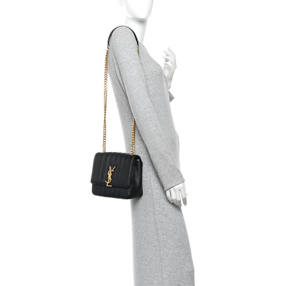 Saint Laurent Lambskin Matelasse Monogram Medium Vicky Chain Bag Black 2 of 9