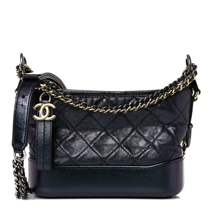 Chanel Iridescent Aged Calfskin Quilted Small Gabrielle Hobo Black 1 of 13