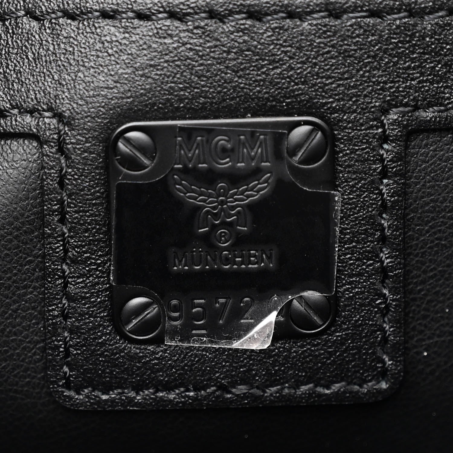 MCM Checkerboard Visetos Medium Aren Shopper Tote Black White