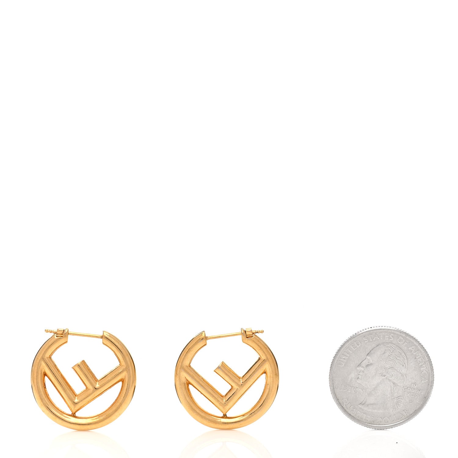 Fendi Metal FF Hoop Earrings Gold 2 of 5