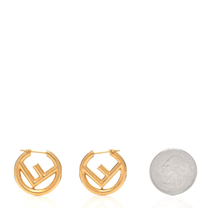 Fendi Metal FF Hoop Earrings Gold 2 of 5