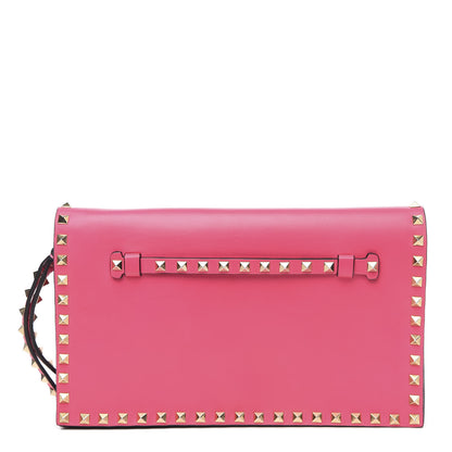Valentino Garavani Nappa Rockstud Wristlet Clutch Fuxia Fluo 1 of 12