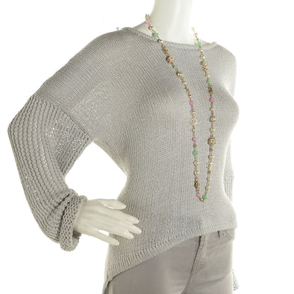 Chanel Pearl Camellia CC Long Necklace Gold Pink Green 2 of 6