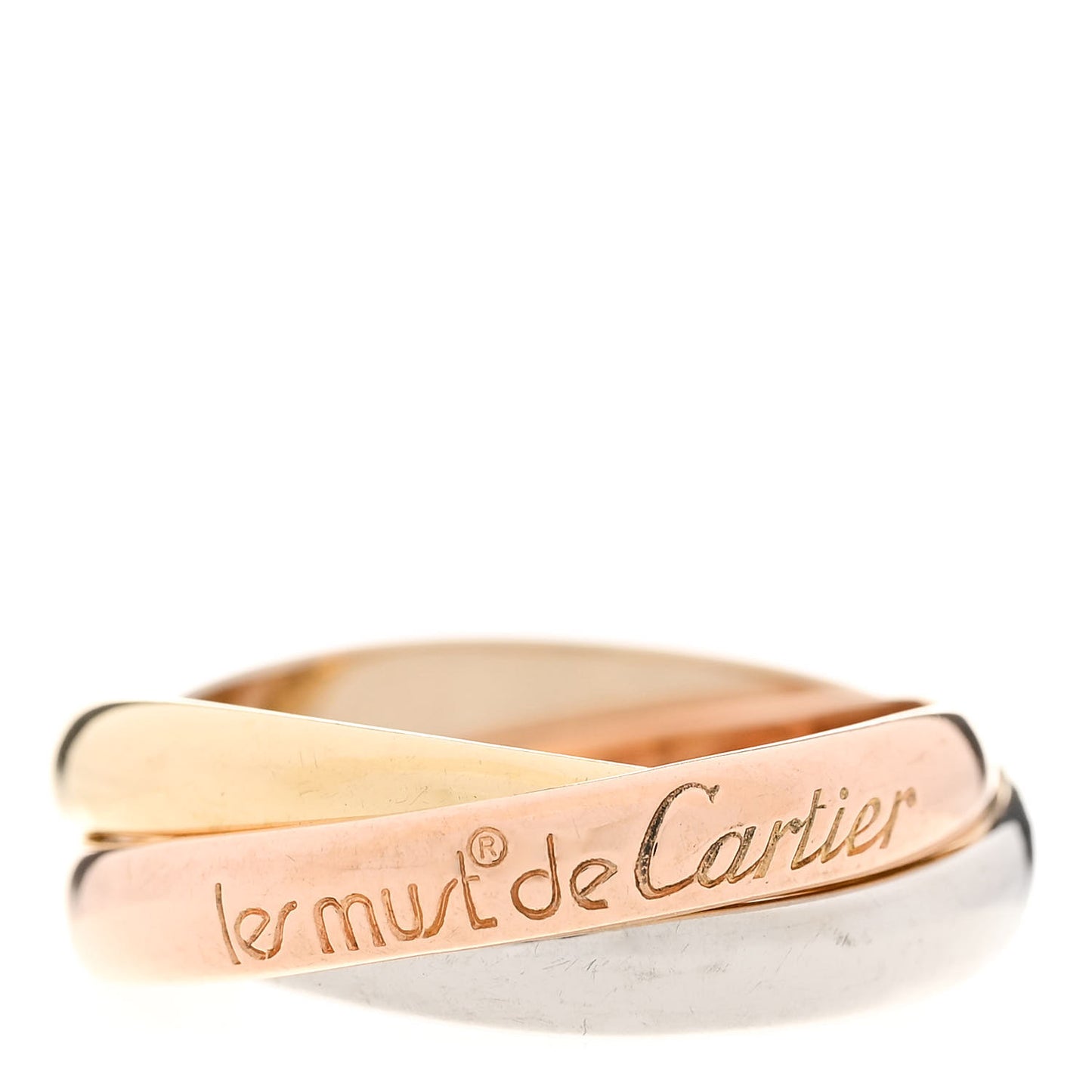18K Pink Yellow White Gold Classic Les Must De Cartier Trinity Ring 53 6.25