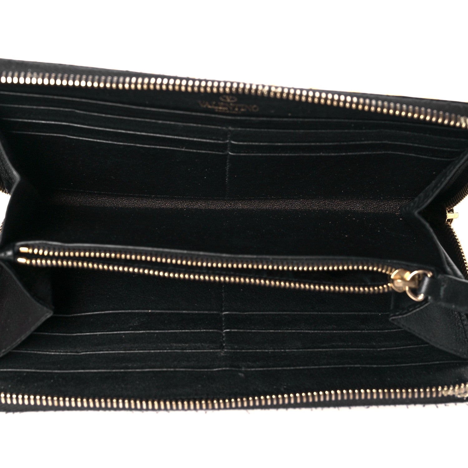 Valentino Garavani Calfskin Rockstud Zip Around Wallet Black 5 of 13