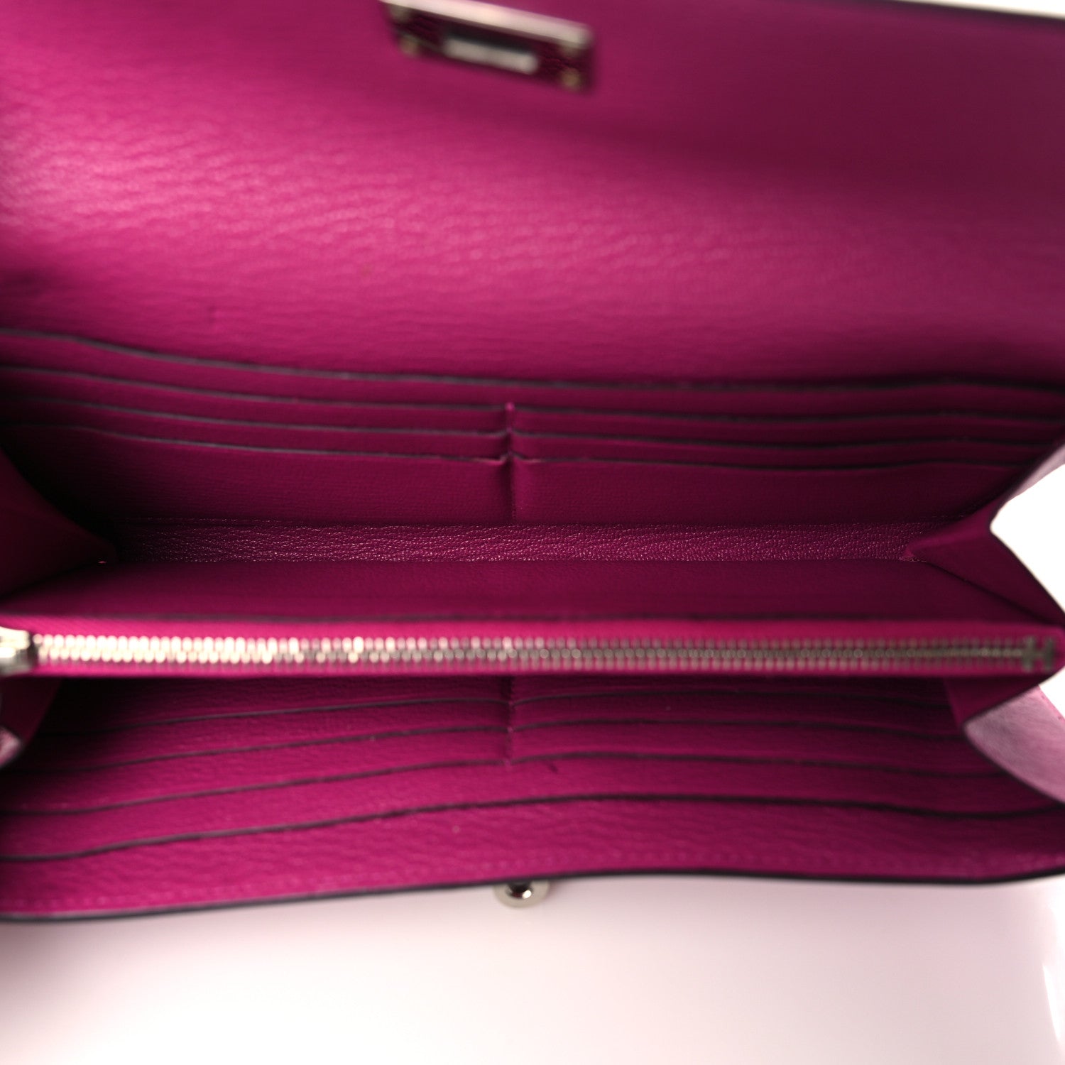 Hermes Chevre Mysore Kelly Longue Wallet Rose Pourpre 5 of 9