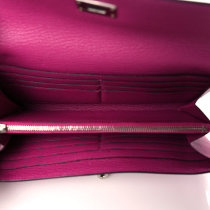 Hermes Chevre Mysore Kelly Longue Wallet Rose Pourpre 5 of 9