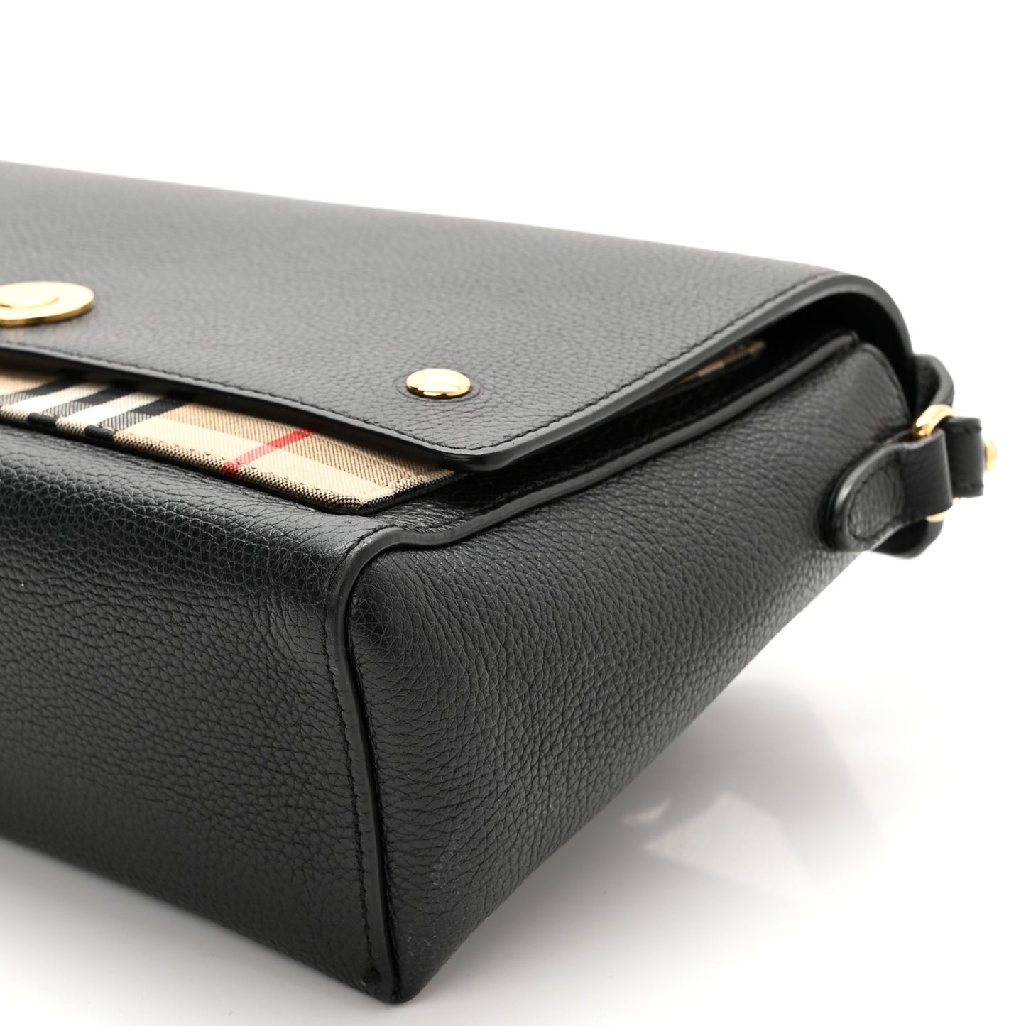 Grainy Calfskin Vintage Check Note Crossbody Bag Black