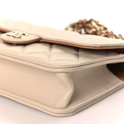 Chanel Lambskin Quilted Flap Phone Holder With Chain Beige Brown 10 of 11