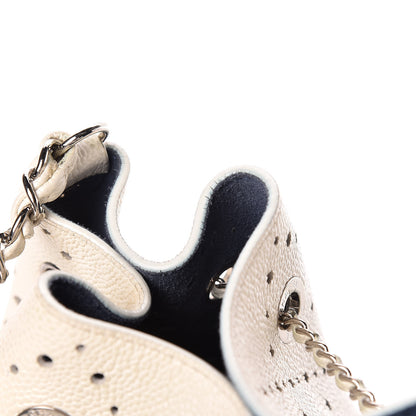 Chanel Caviar Perforated Drawstring CC Bag White 19 of 19