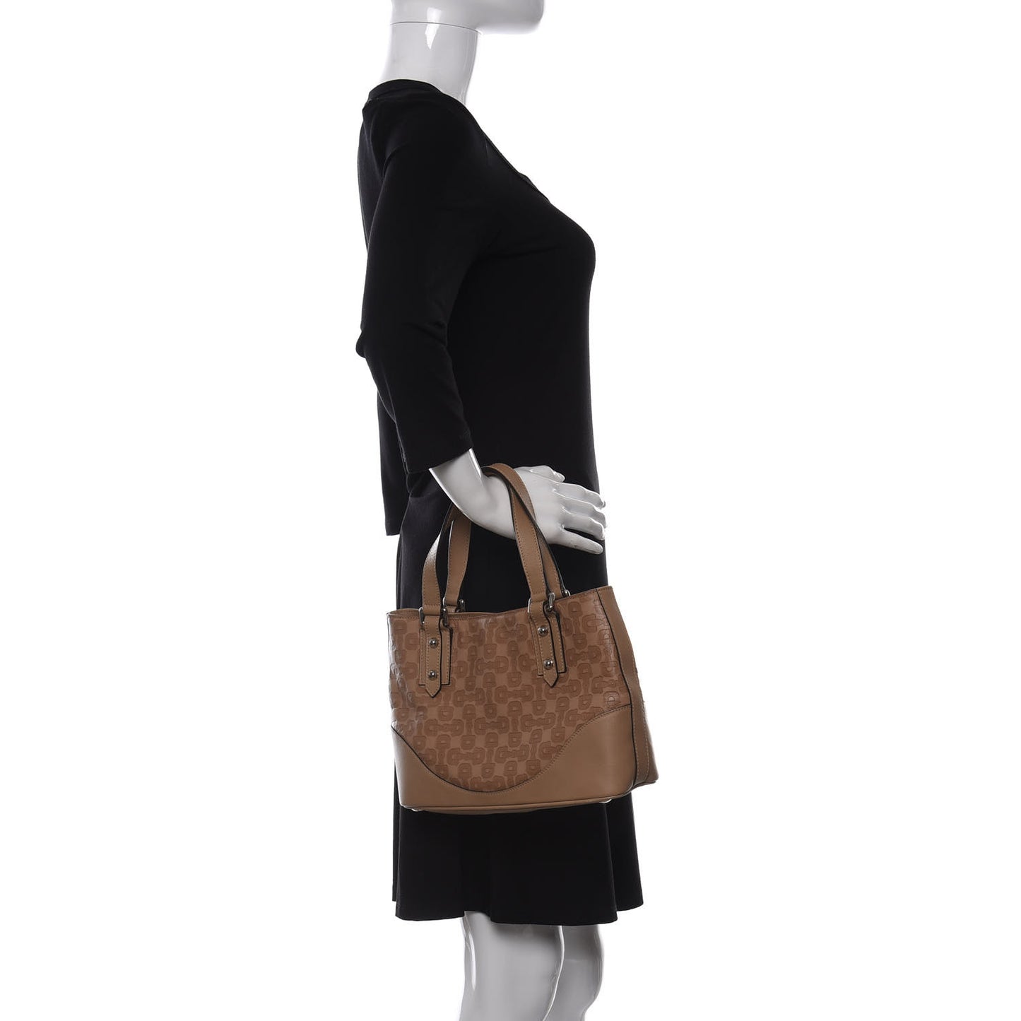 Calfskin Horsebit Embossed Tote Light Brown