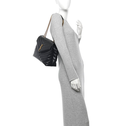 Saint Laurent Calfskin Y Quilted Monogram Medium Loulou Chain Satchel Black 2 of 9