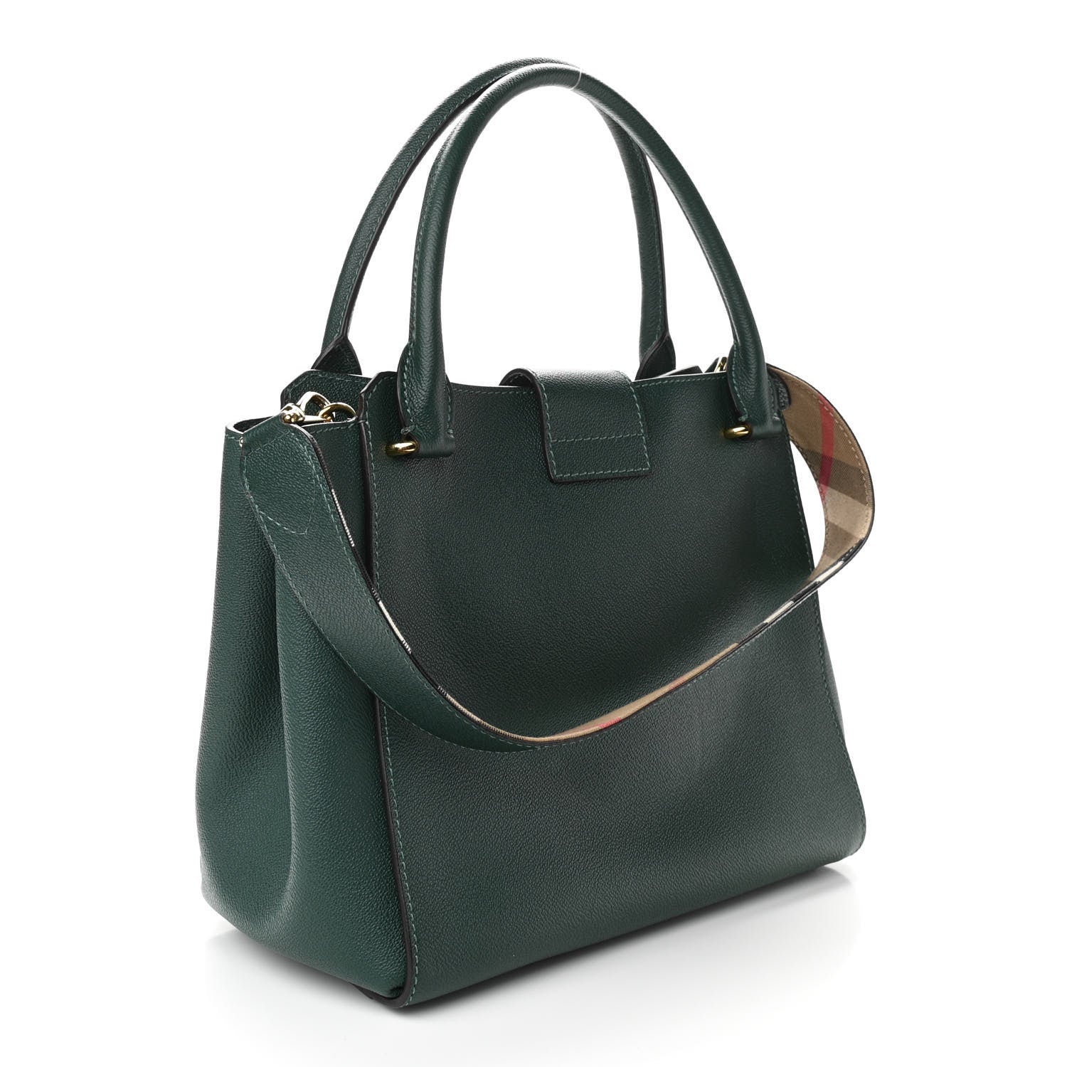 Burberry Soft Grain Calfskin Medium Buckle Tote Dark Green 3 of 11