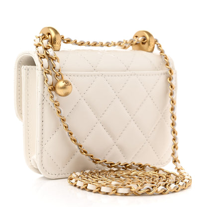 Chanel Calfskin Quilted Perfect Fit Coin Purse With Chain White 3 of 11