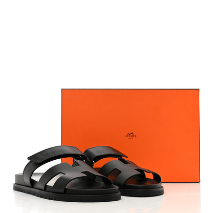 Hermes Calfskin Womens Chypre Sandals 38 Black 9 of 9