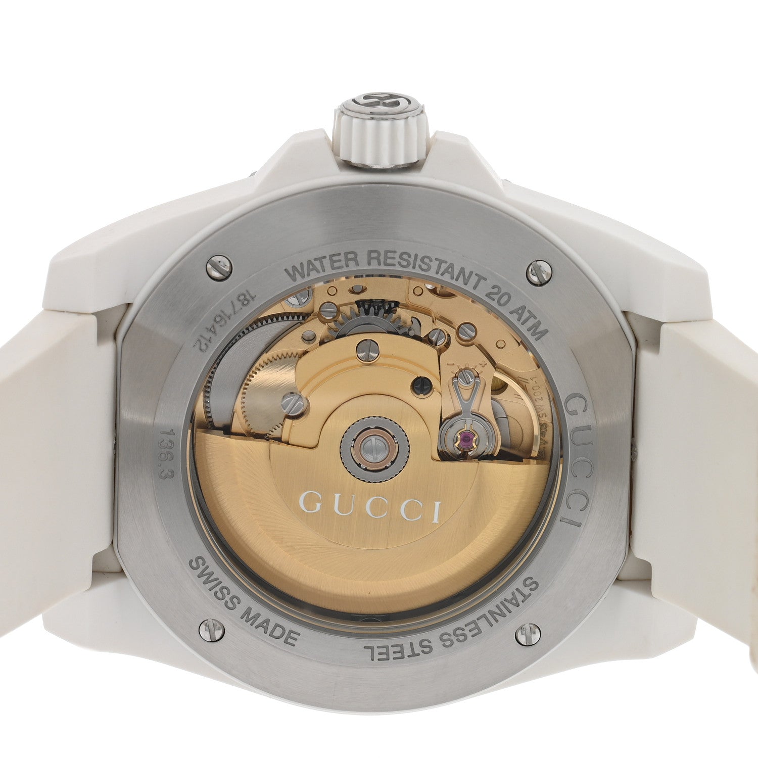 Gucci Stainless Steel Rubber 40mm Dive Quartz Watch White 4 of 5