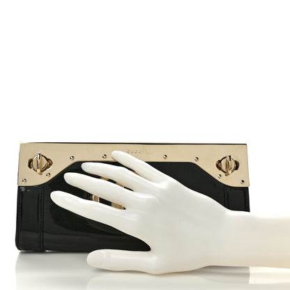 Gucci Patent Britt Interlocking G Starlight Clutch Black 2 of 7