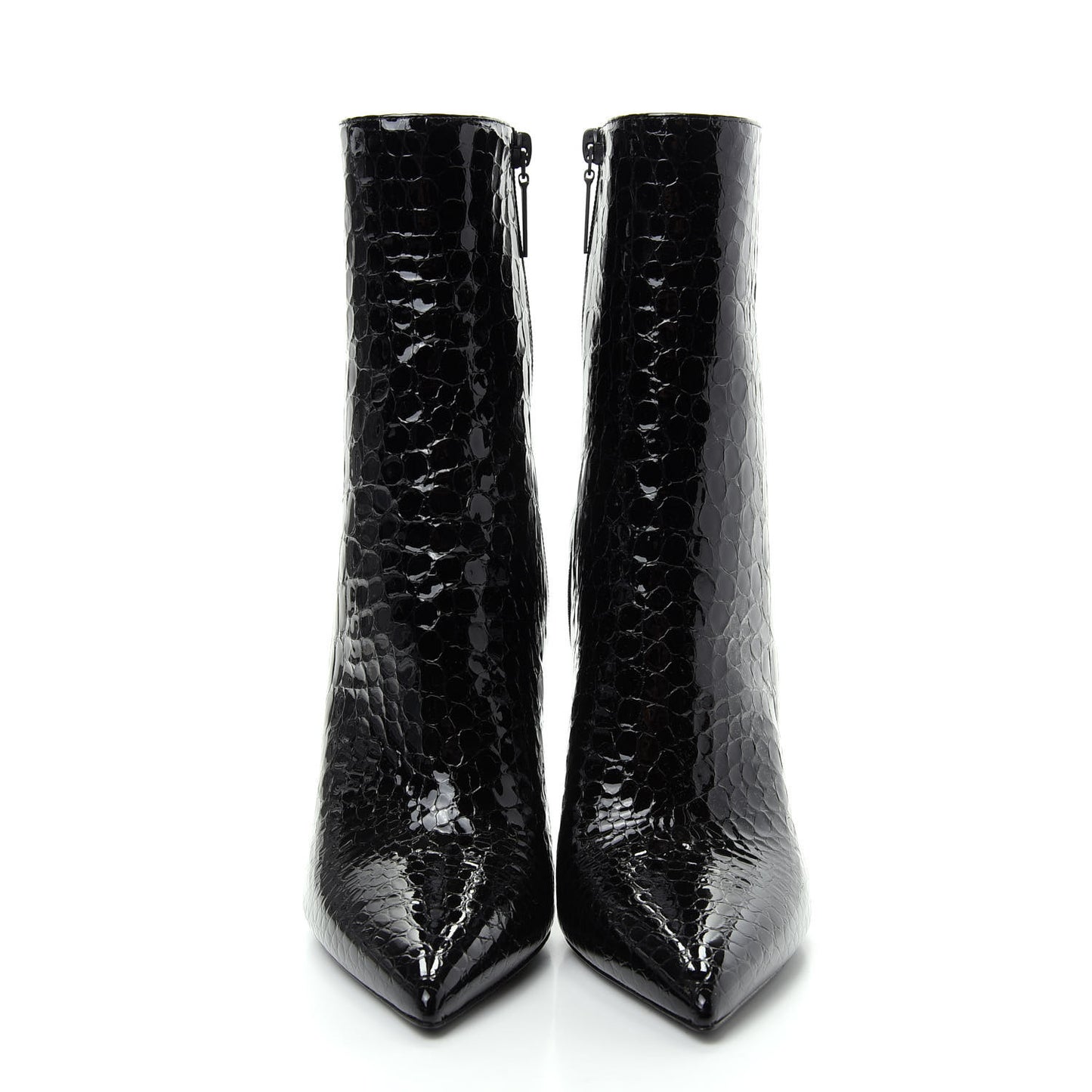Alligator Embossed Patent Calfskin Opyum 110 Ankle Boots 41 Black