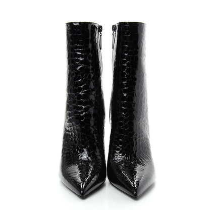Saint Laurent Alligator Embossed Patent Calfskin Opyum 110 Ankle Boots 41 Black 2 of 11