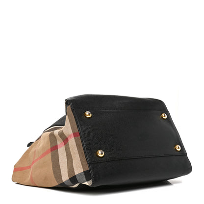 Burberry Grainy Calfskin House Check Small Canterbury Tote Black 4 of 10