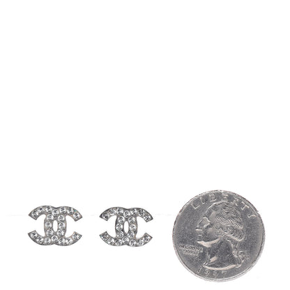Chanel Crystal Mini Timeless CC Earrings Silver 2 of 5