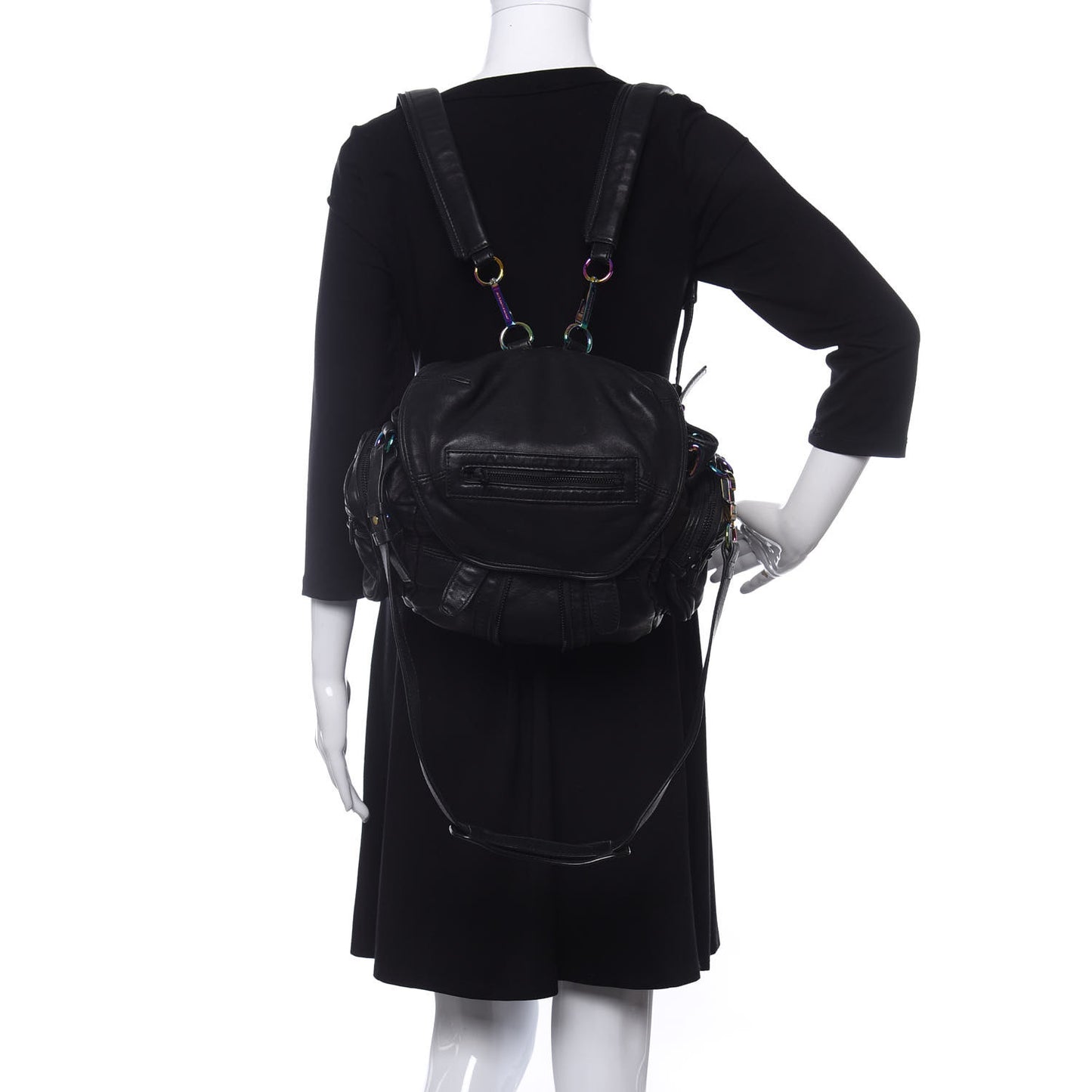 Lambskin Mini Marti Backpack Washed Black Rhodium Hardware