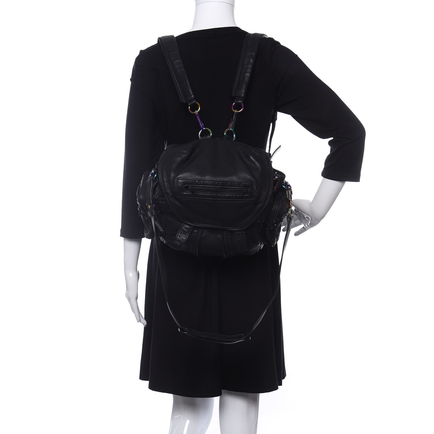 Alexander Wang Lambskin Mini Marti Backpack Washed Black Rhodium Hardware 2 of 9