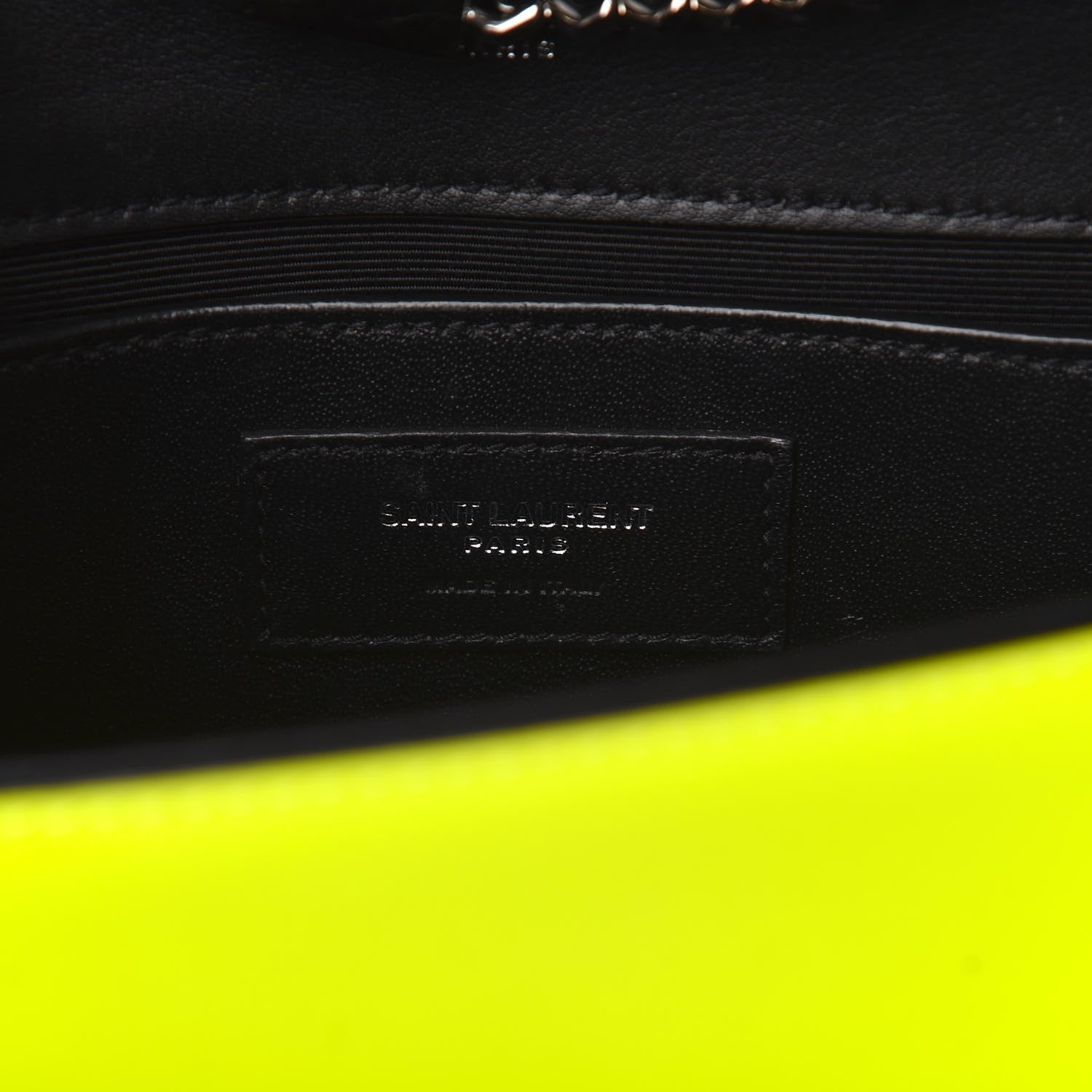 Saint Laurent Patent Grain de Poudre Small Monogram Kate Satchel Neon Yellow 5 of 8