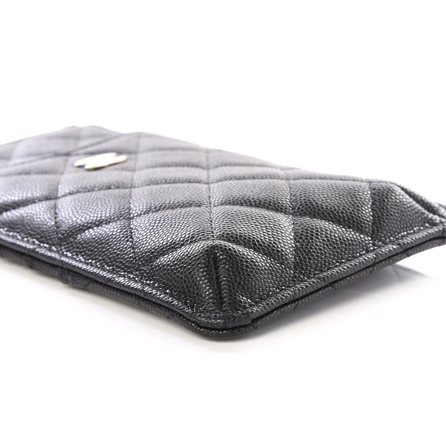 Caviar Quilted Classic Flat Wallet Pouch Black