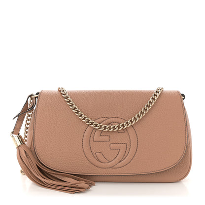 Gucci Pebbled Calfskin Medium Soho Flap Crossbody Camelia 1 of 10