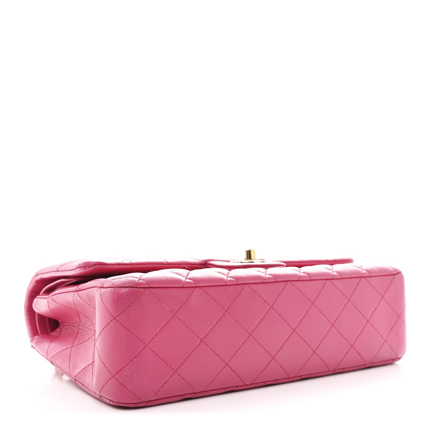 Lambskin Quilted Medium Double Flap Fuchsia