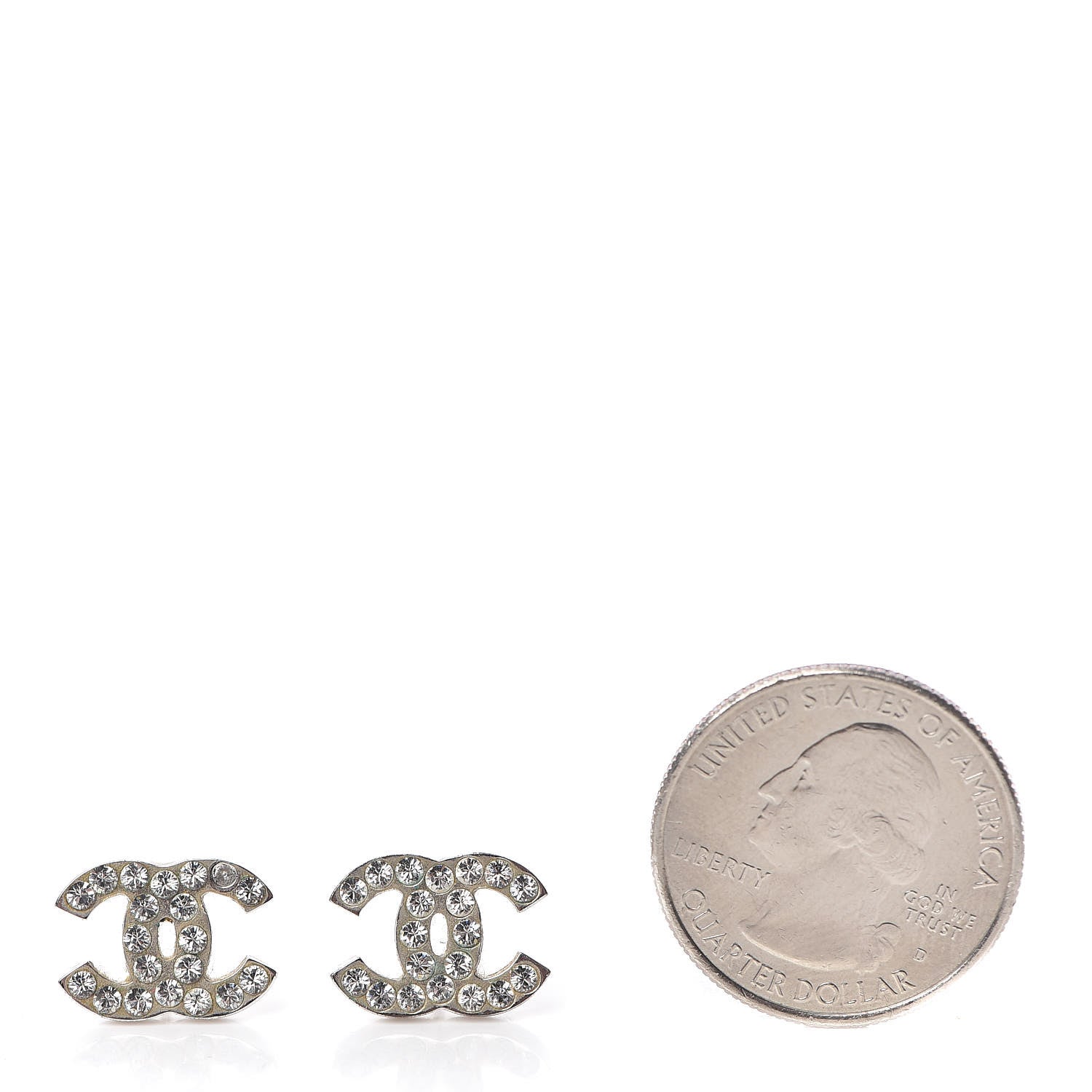 Chanel Crystal Mini Timeless CC Earrings Silver 2 of 6