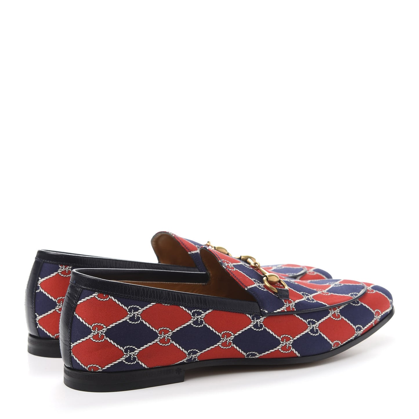 Mini GG Rhombus Chain Horsebit Mens Jordaan Loafers 9 Royal Bleuett Red