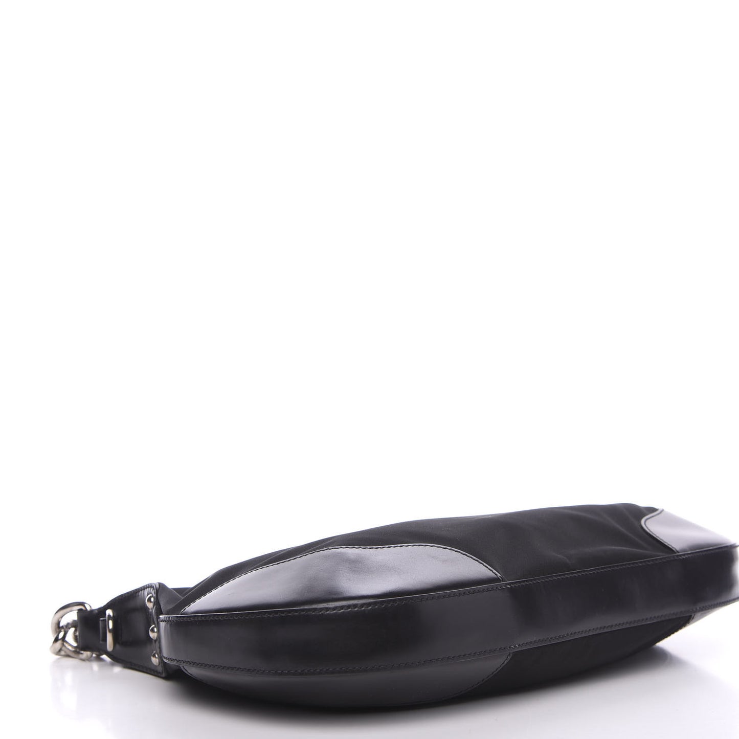 Tessuto Nylon Calfskin Chain Shoulder Bag Black