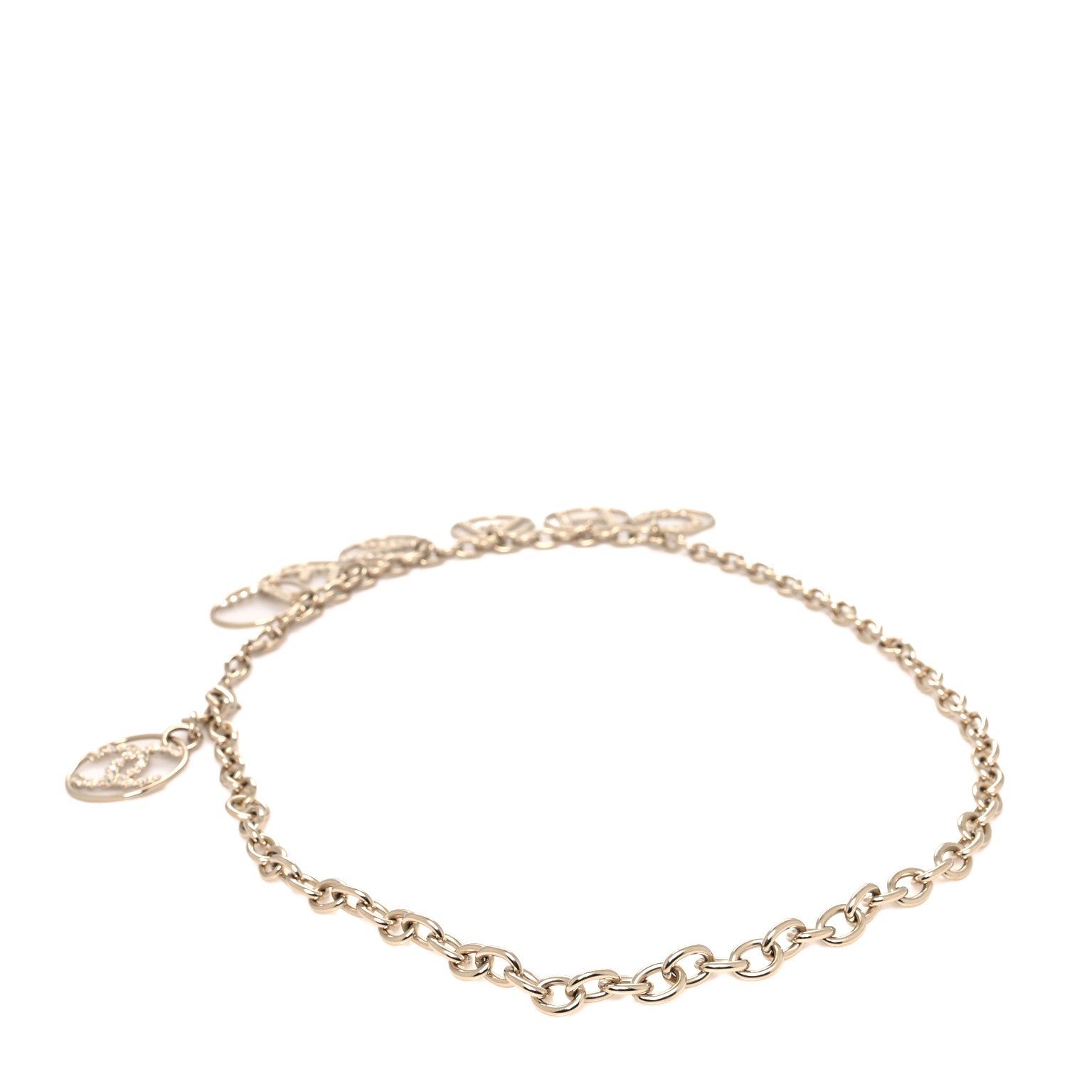 Chanel Metal Strass Crystal Chain Logo Belt Gold 2 of 4