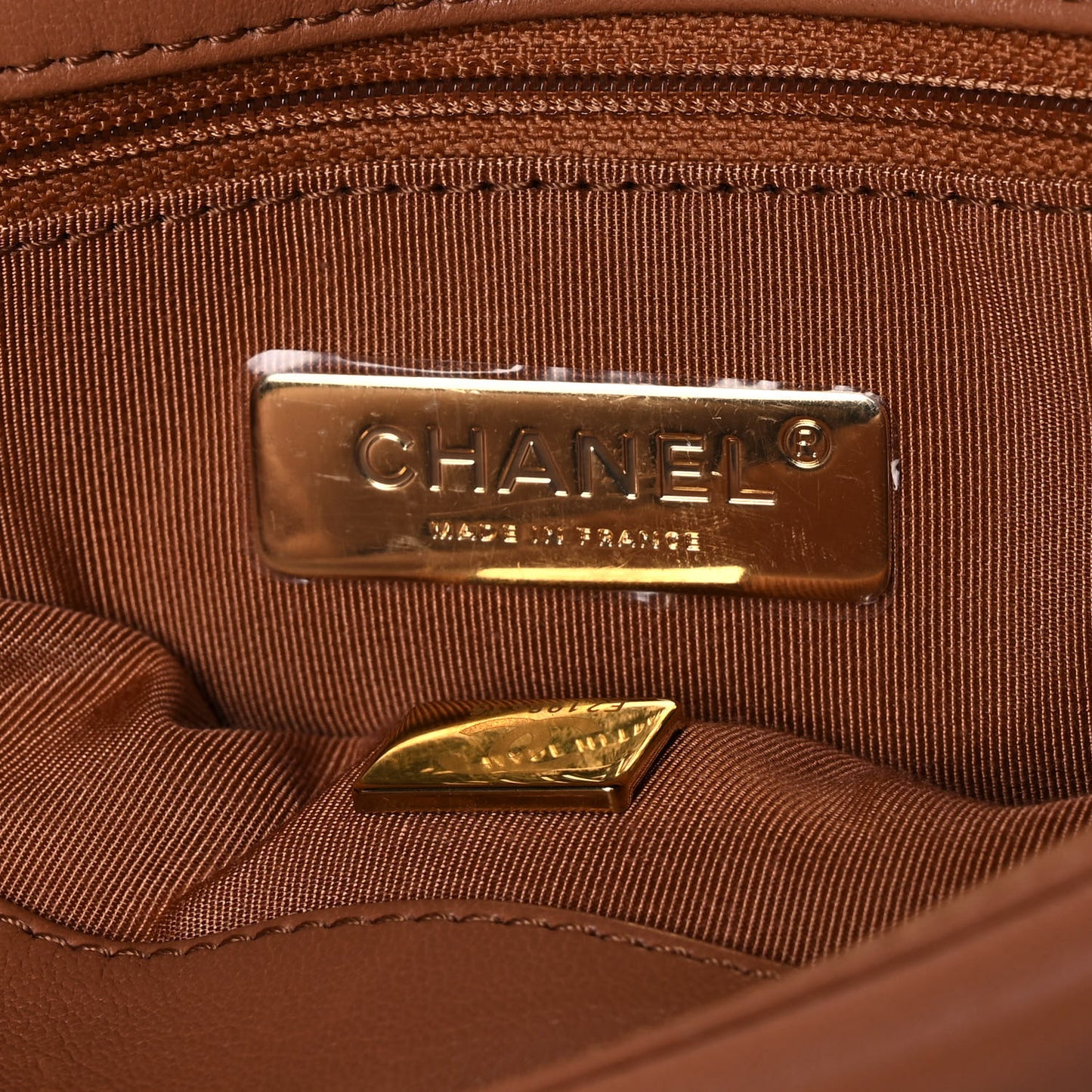 Lambskin Quilted Large Chanel 19 Flap Brown
