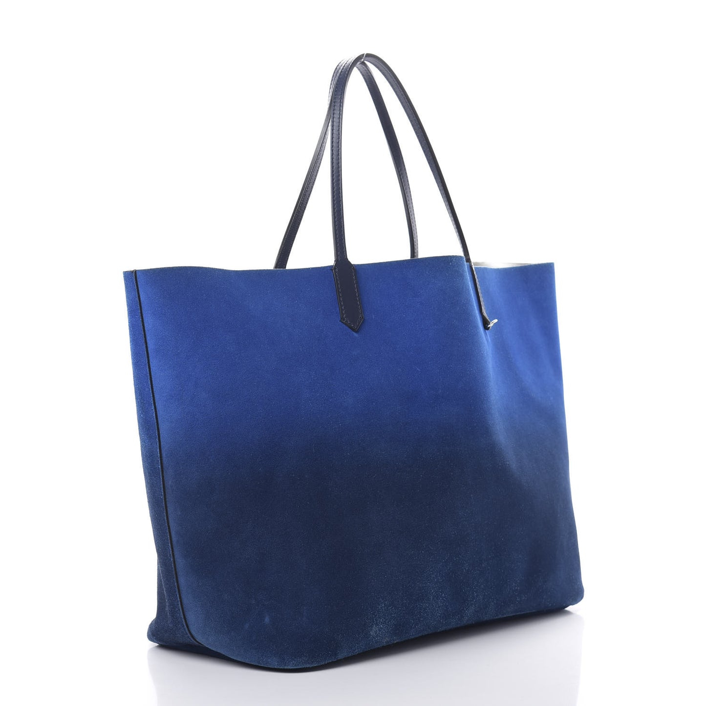 Metallic Calfskin Suede Ombre Large Reversible Antigona Tote Blue Silver