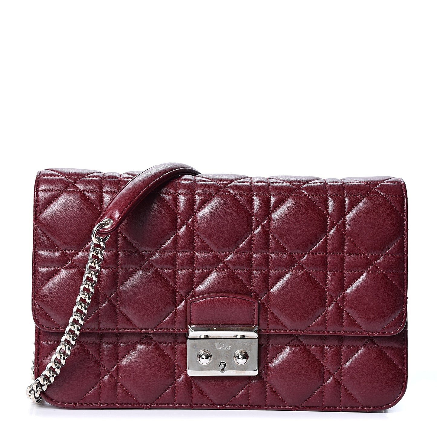 Lambskin Cannage Miss Dior Promenade Pouch Plum