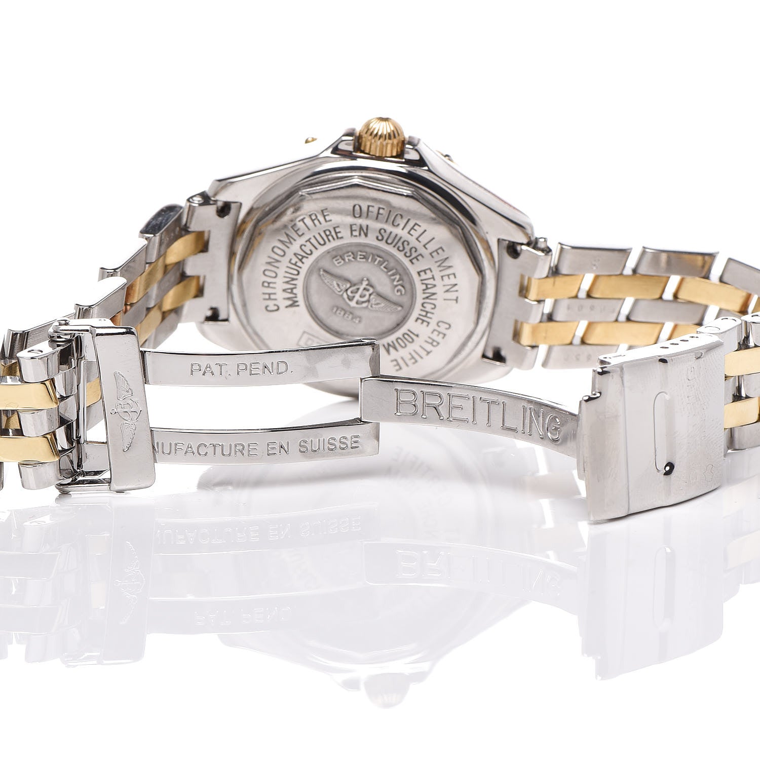 Breitling Stainless Steel 18K Yellow Gold Diamond Mother of Pearl 31mm Windrider Quartz Watch D71365 6 of 6