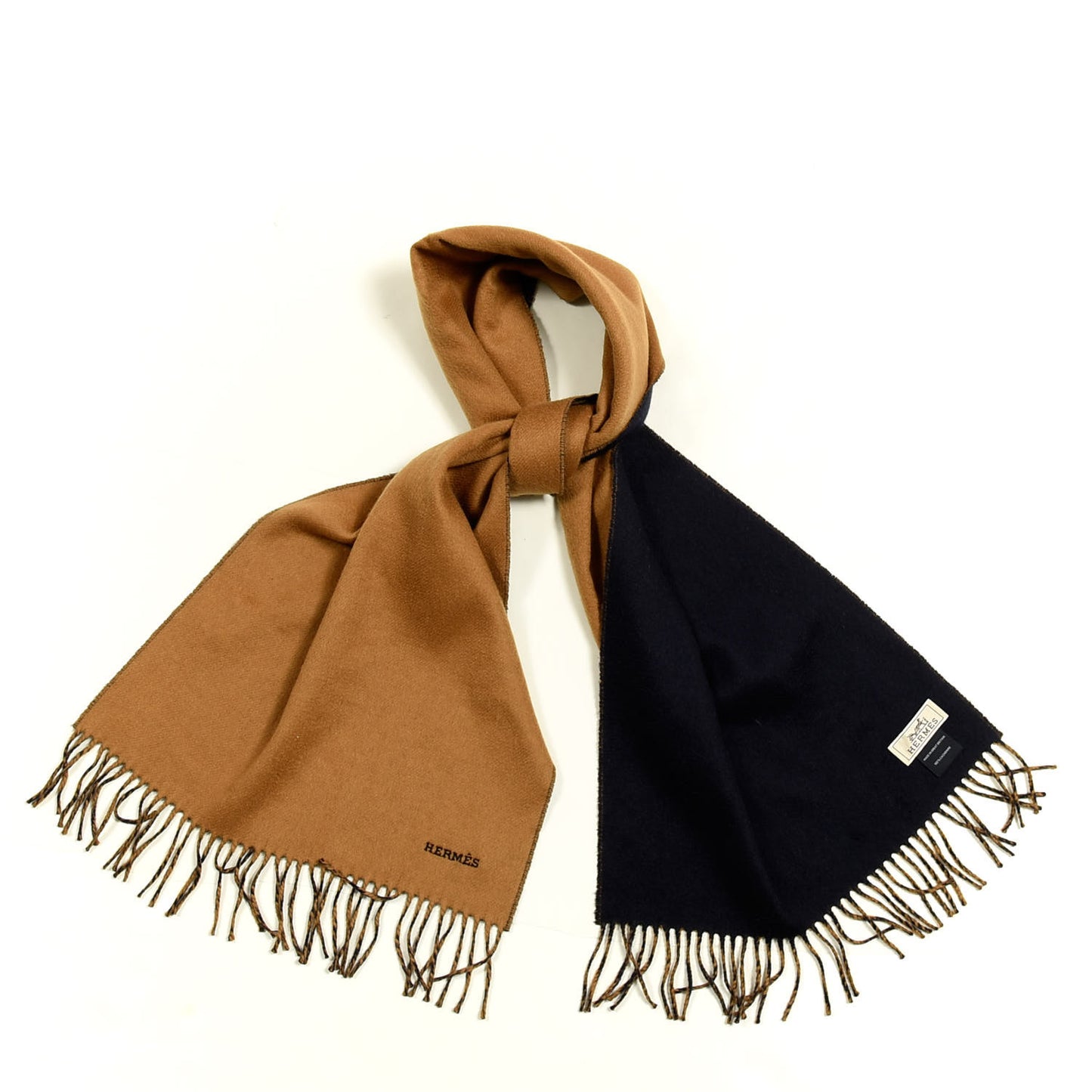 Cashmere Recto Verso Muffler Camel Marine