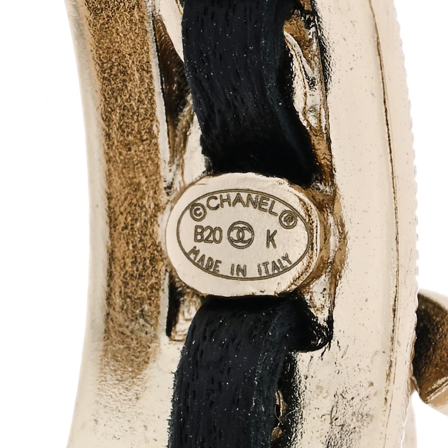 Chanel Crystal Lambskin CC Chain Hoop Earrings Gold Black 4 of 4