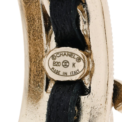 Chanel Crystal Lambskin CC Chain Hoop Earrings Gold Black 4 of 4