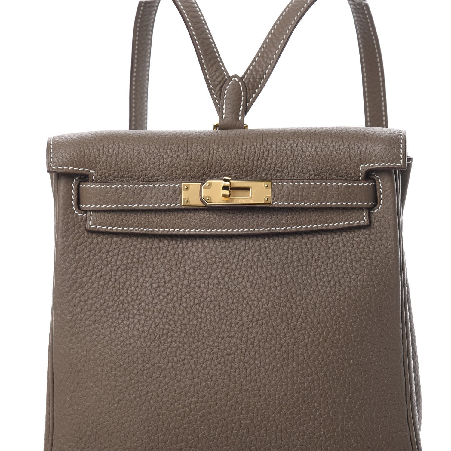 Hermes Taurillon Clemence Kelly Ado Backpack Etoupe 7 of 9