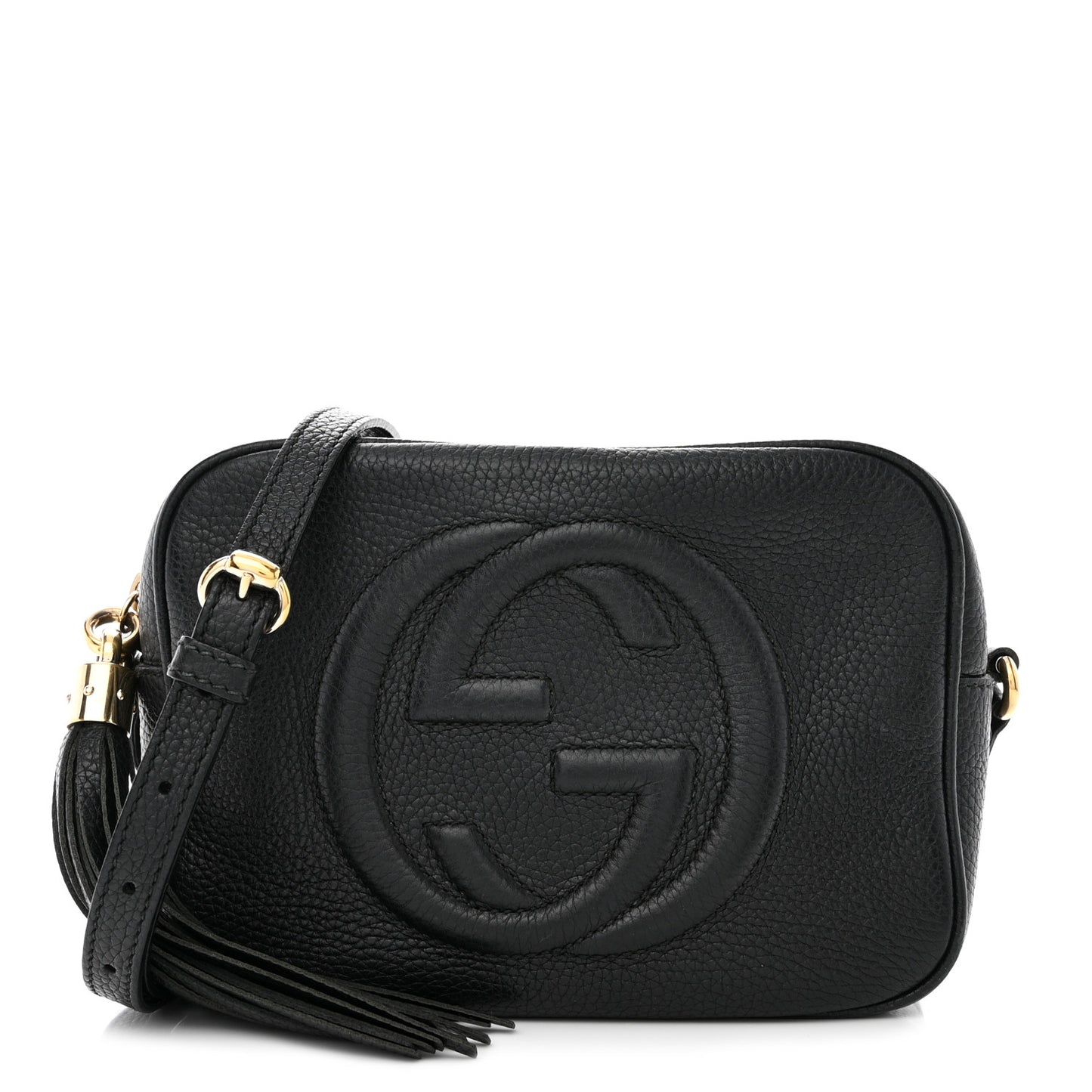 Pebbled Calfskin Small Soho Disco Bag Black