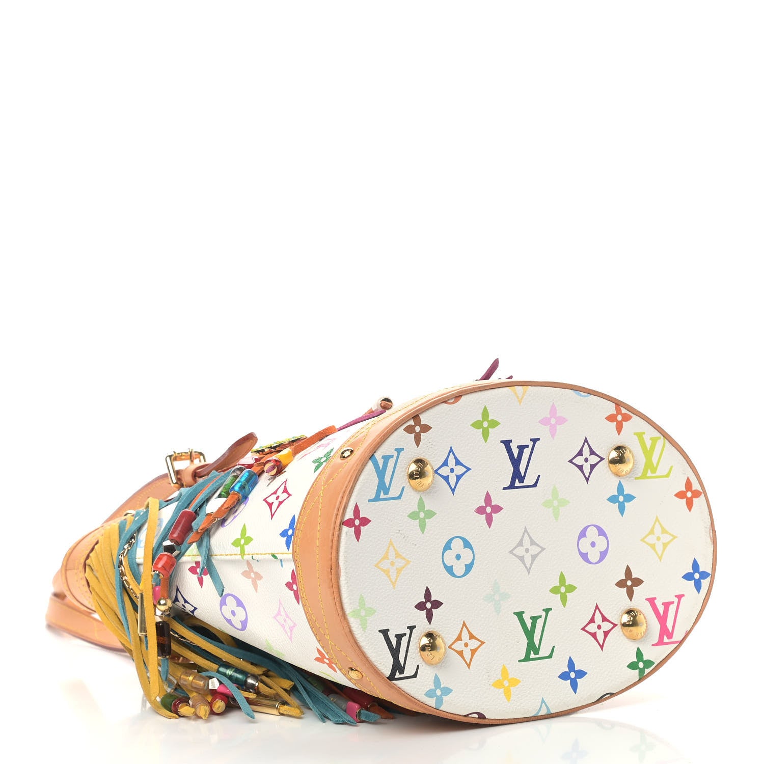 Louis Vuitton Monogram Multicolor Fringe Bucket White 3 of 9