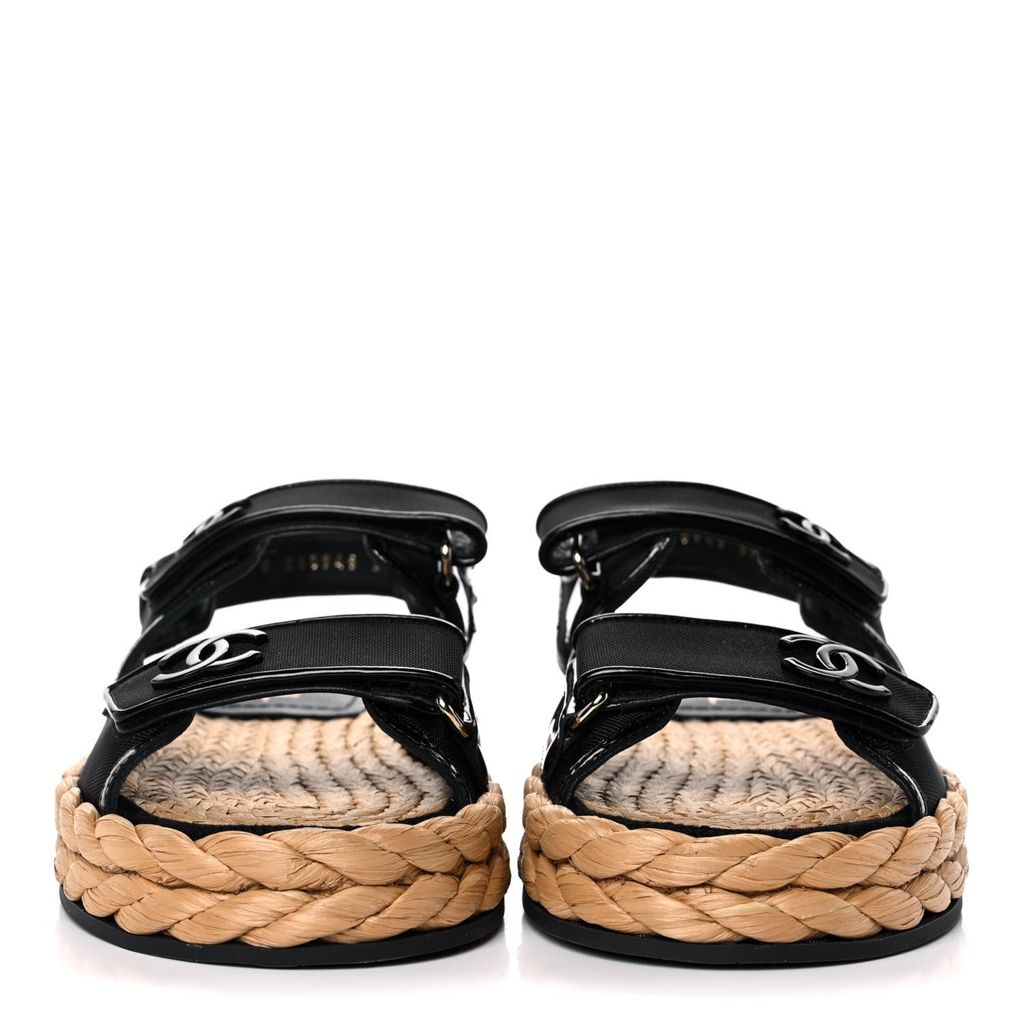 Mesh Patent Calfskin Velcro Dad Sandals 39 Black