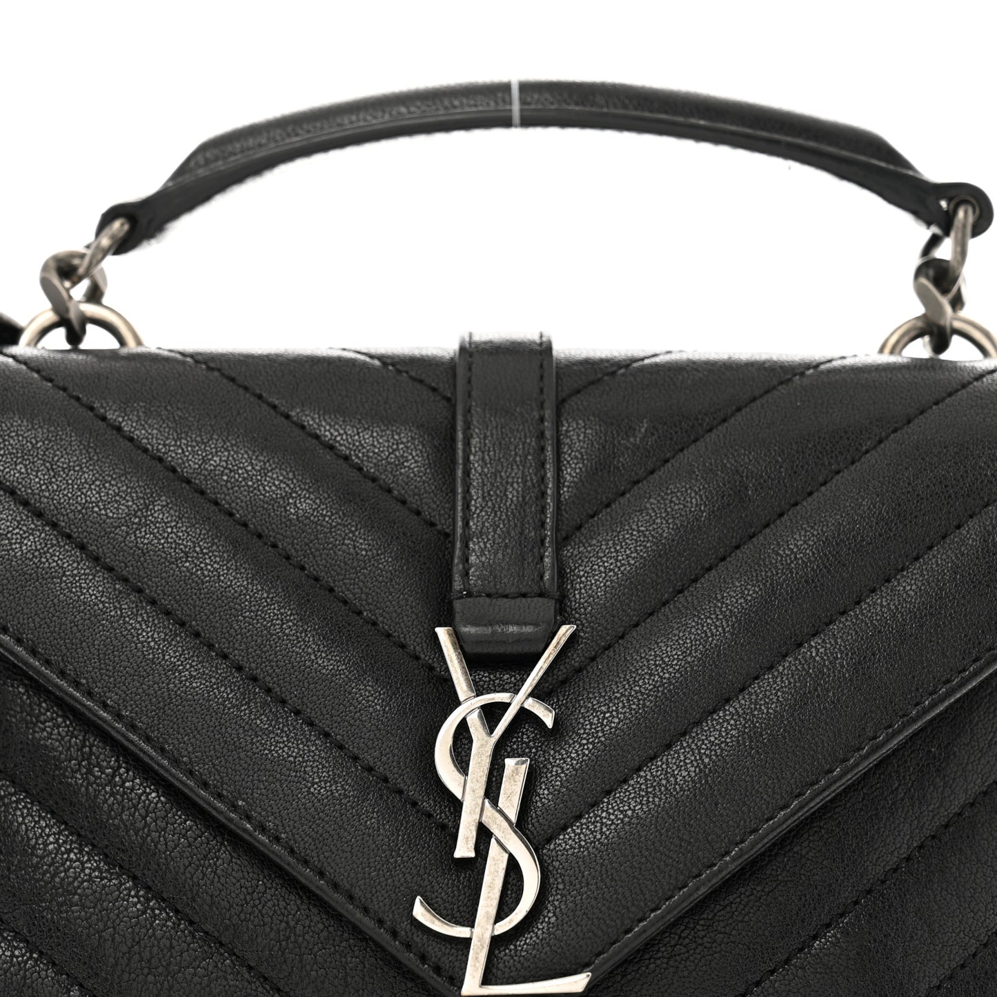 Sheepskin Matelasse Chevron Monogram College Chain Wallet Black