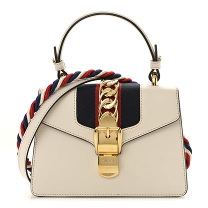 Gucci Calfskin Mini Sylvie Top Handle Bag White 1 of 15