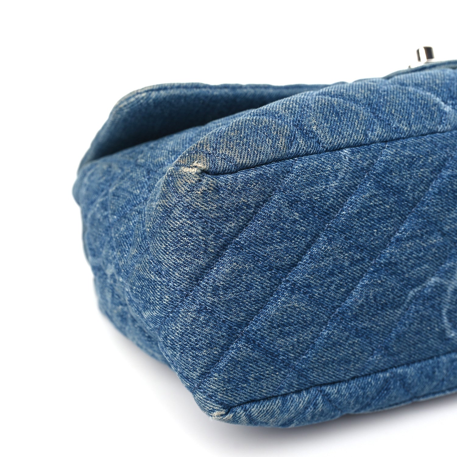 Chanel Denim Quilted CC Print Jumbo Single Flap Blue 9 of 11